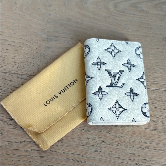 Louis Vuitton Pocket Organizer White Ink Blue Monogram Card Holder - Picture 1 of 5